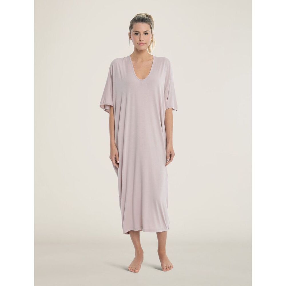 Barefoot Dreams Luxe Milk Jersey Caftan One Size Pink Faded Rose Lounge PETITE